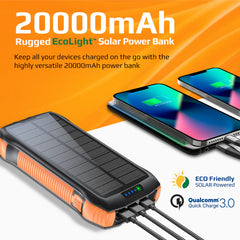Solar Power Bank Compass 20000mAh Outdoor Mobile Phone Dual Headlights